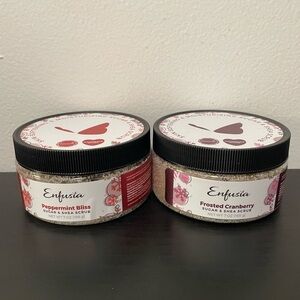 Enfusia Frosted Cranberry & Peppermint Bliss Sugar Shea Scrub Set NEW Christmas